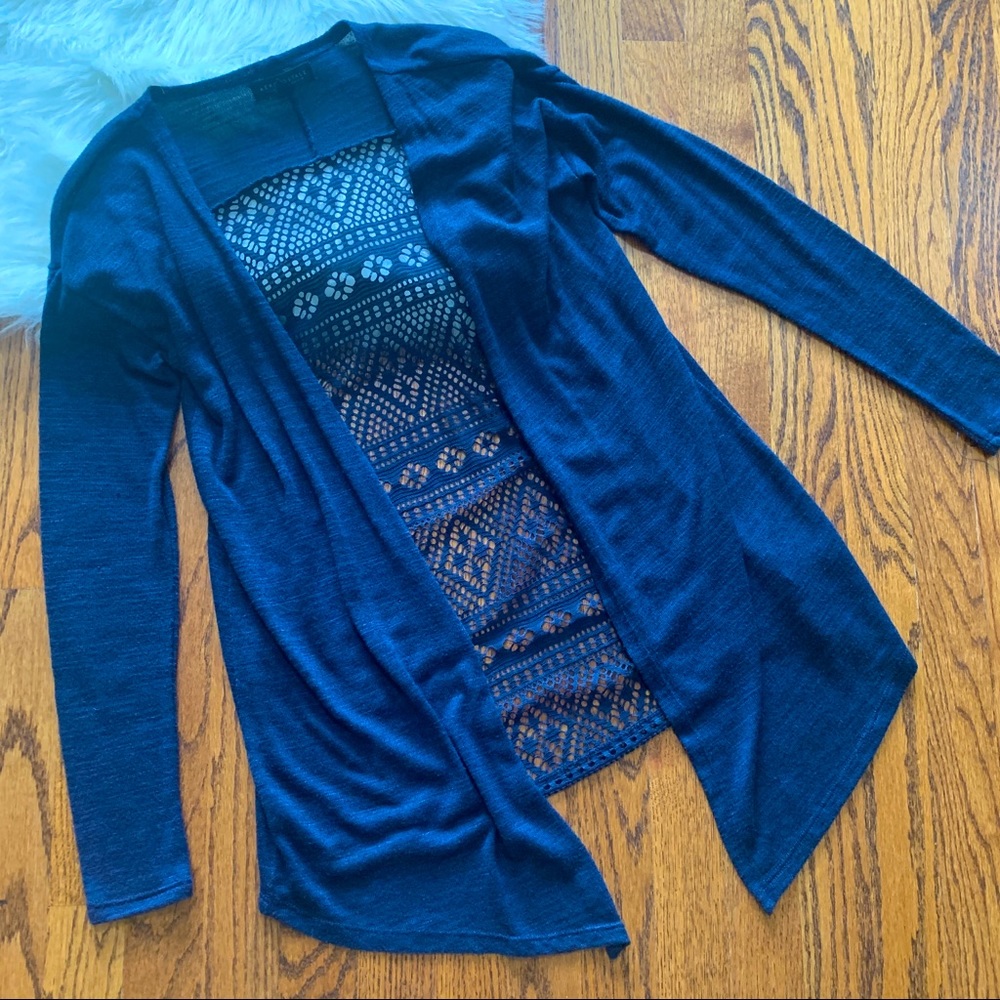 Blue Long Sleeve Shrug Sweater with Cut Out Back